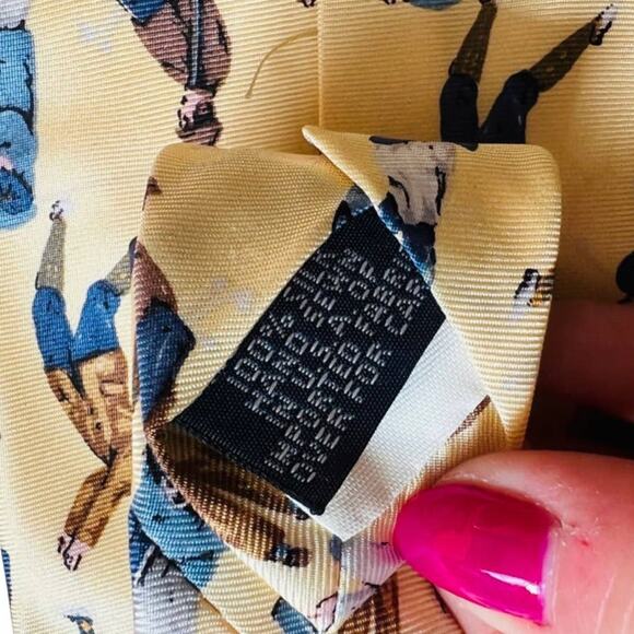 Lands’ End Vintage Sports Ties Yellow Golf Red Baseball 2 Neckties Silk Cotton - Picture 4 of 12